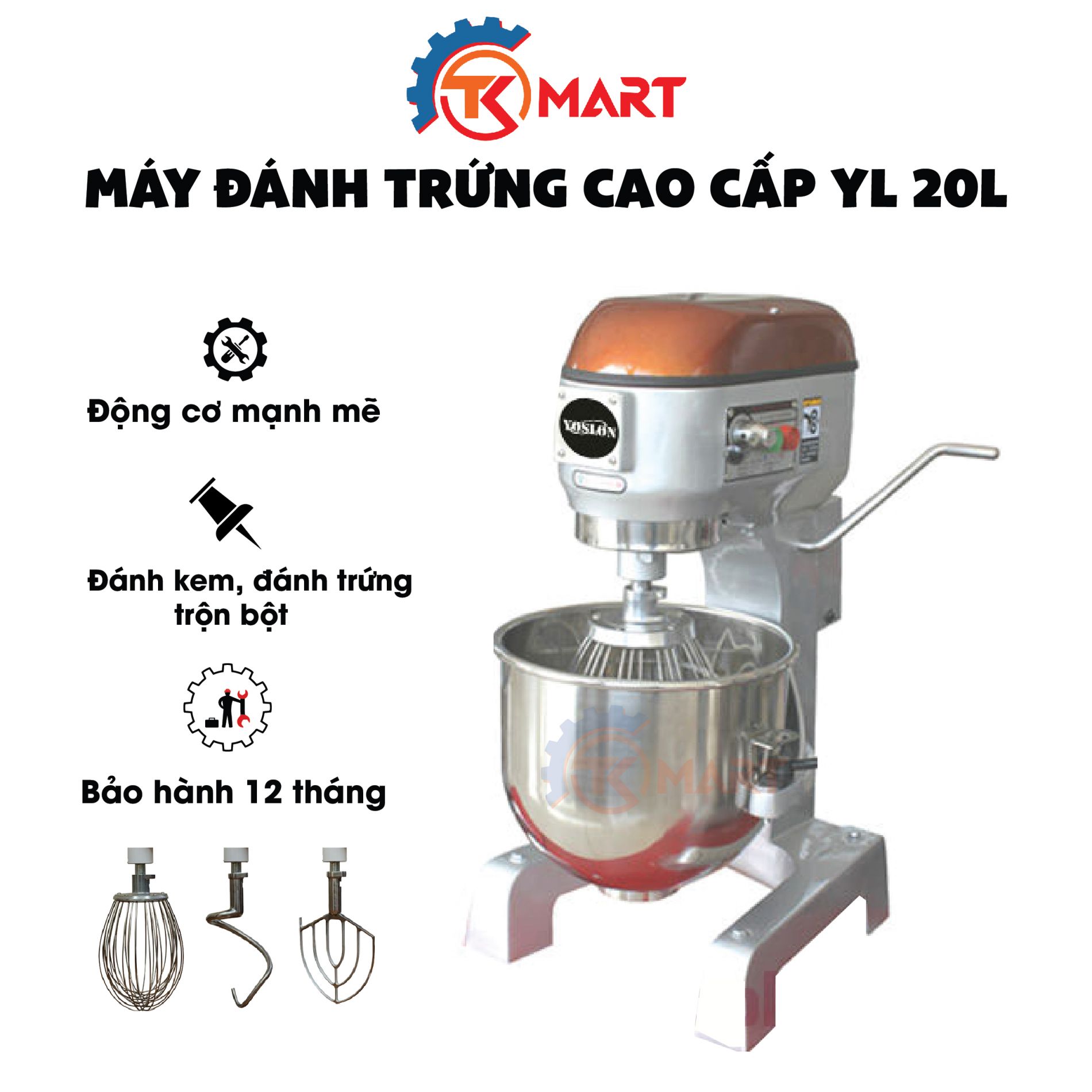 Máy đánh trứng 20L đầu vàng