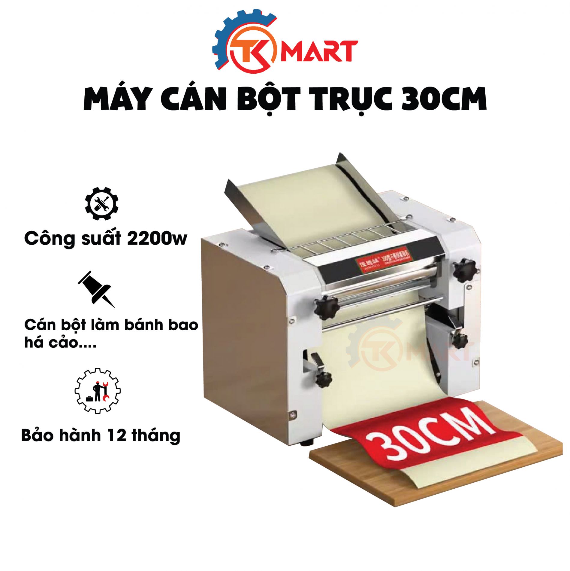 Máy cán bột trục 30cm