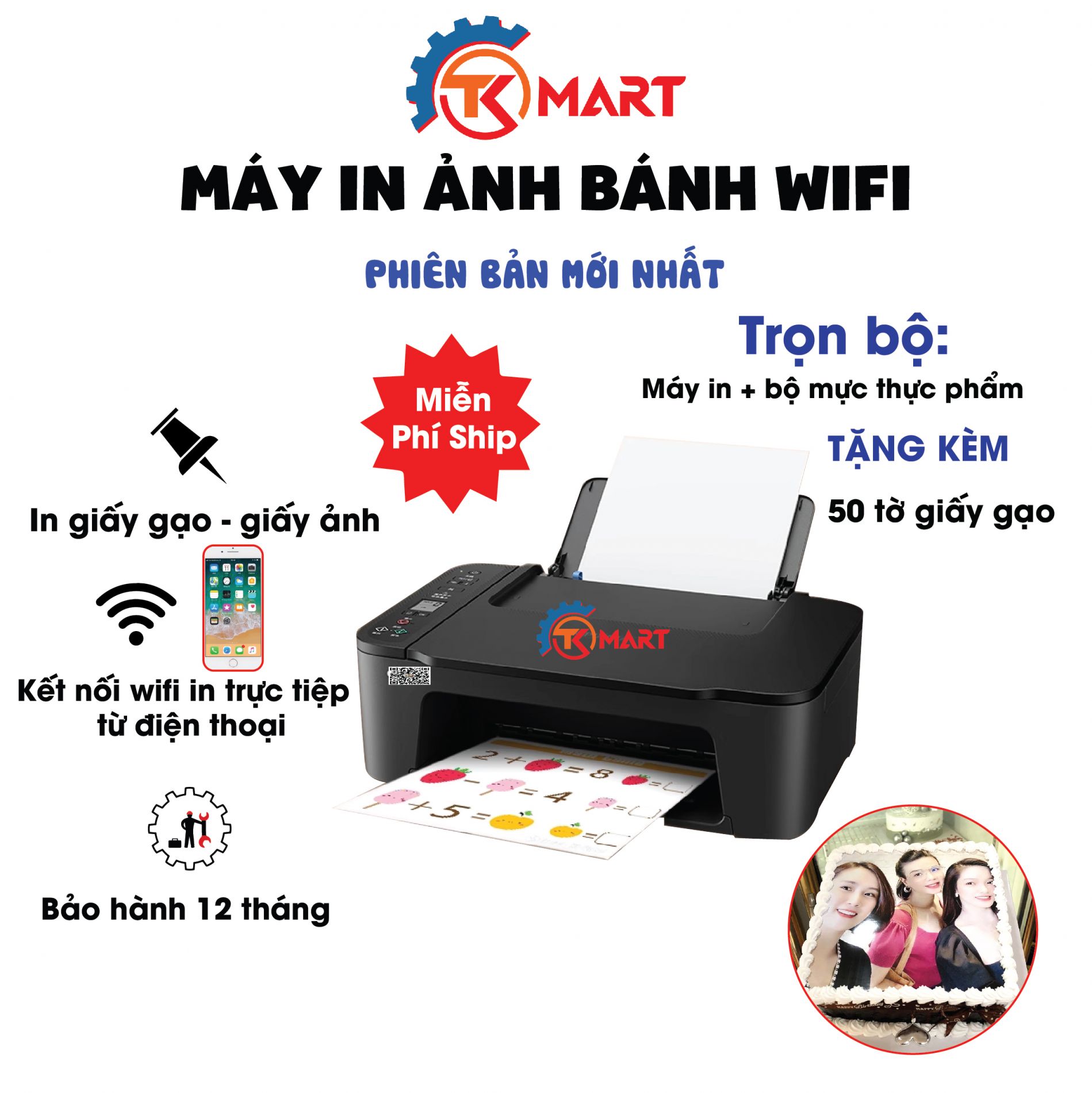 Máy in giấy bánh từ điện thoại 